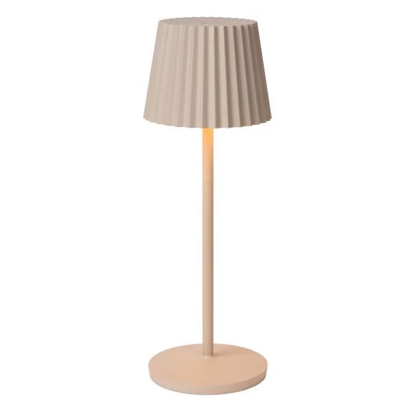 Lucide JUSTINE - Oplaadbare Tafellamp Binnen/Buiten - Accu/Batterij - LED Dimb. - 1x2W 2700K - IP54 - Met draadloos oplaadstation - Beige - detail 1